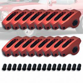 Ar38135 Amoracing Fit Sbc 327 350 400 Red Anodized 1.6 Ratio 7/16 Inch Aluminum Roller Rocker Arms