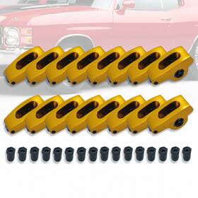 Ar38139 Amoracing 1.7 Ratio 7/16 Inch Stud Gold Roller Rocker Arms Kit Fits Chevy Bbc 396 402 427 454