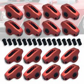 Ar38148 Amoracing Red 1.6 Ratio 3/8 Inch Aluminum Roller Rocker Arms Kit Fits Chevy Sbc 327 305 400