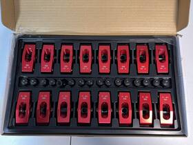 Dm-al35015716 Deepmotor Aluminum Rocker Arms Small Block Chevy Sbc 350 1.5 Ratio 7/16 Red Anodized