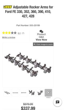555-20199 Ford Fe Adjustable Rockers
