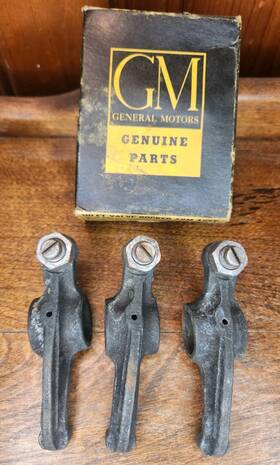 3836506 General Motors 3 Nos Gm Rocker Arms With Adj Screw And Nut 1950-58 Chevy 1953-55 Corvette