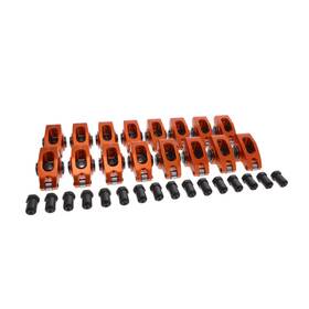 62163 Karl Performance Parts Chevy Sbc Roller Rocker Arms 1.6 Ratio 3/8 Inch Studs Poly Lock Self-aligning Orange