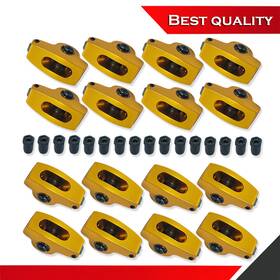 Sv27311 Shopvertex Gold Roller Rocker Arms Suit Chevy Sbc 305 327 400 7/16 Inch Stud 1.5 Ratio