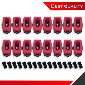 Sv27312 Shopvertex Roller Rocker Arms Suit Chevy Sbc 283 305 400 1.6 Ratio 3/8 Inch Stud Red Anodized