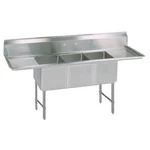 Resources BKS-3-1620-12-18TS All Stainless Sink (3) Comp Two Drainboards. Fixed Price $1512.00.